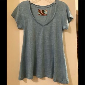 Nation Ltd Aquamarine Soft A Line Burnout V Neck Tee size S